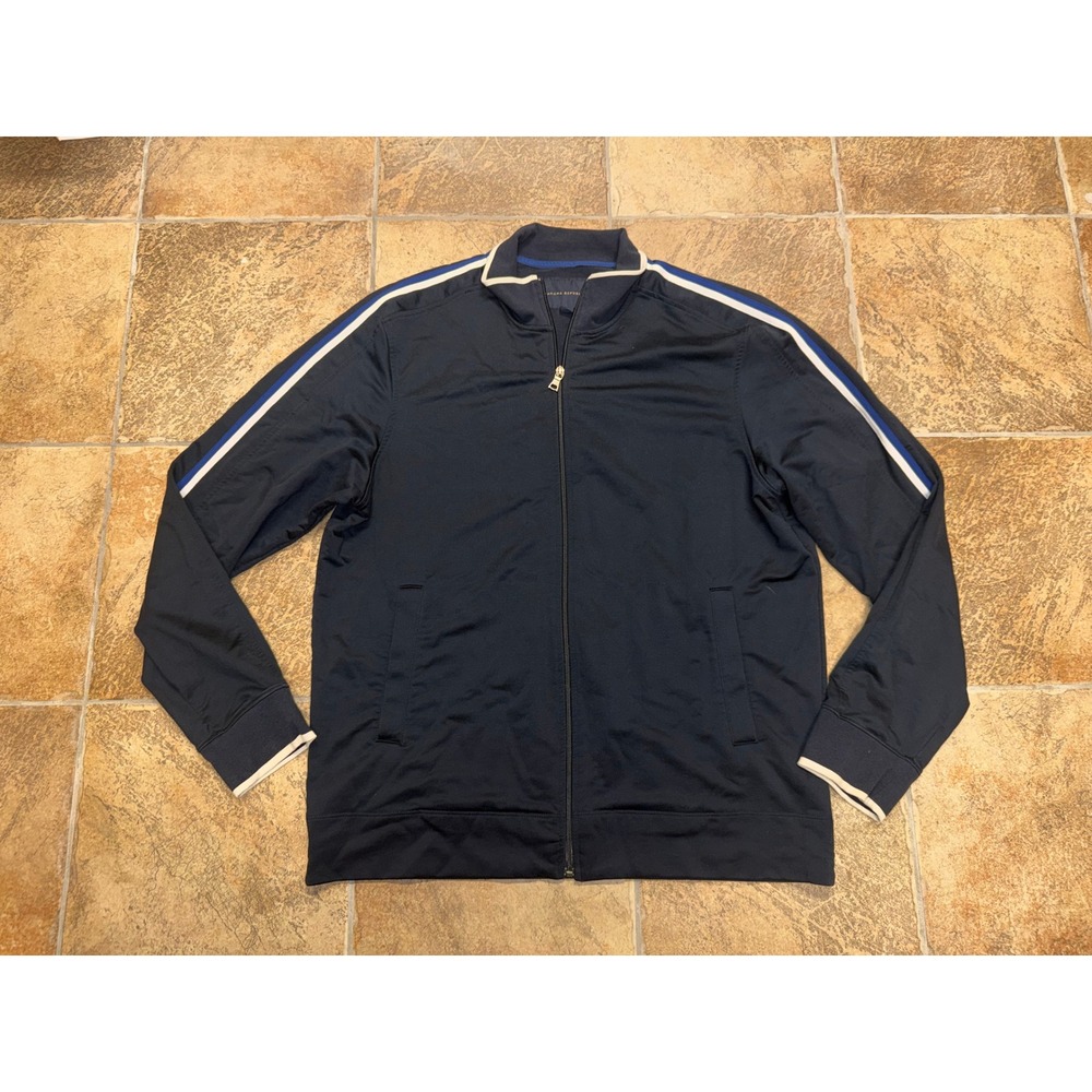 Banana Republic Mens XL Navy Blue Side Stripe Full Zip Track Jacket Sporty